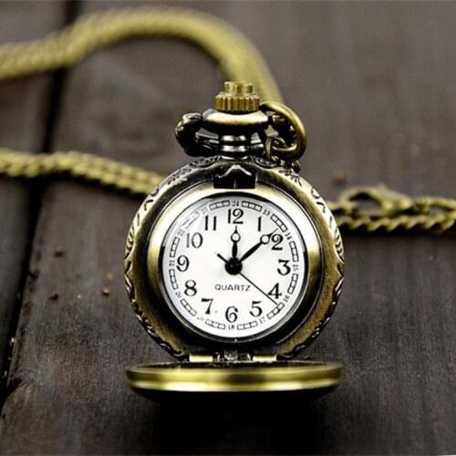 2021 Retro Vintage Steampunk Quartz Necklace Carving Pendant Chain Clock Pocket Watch