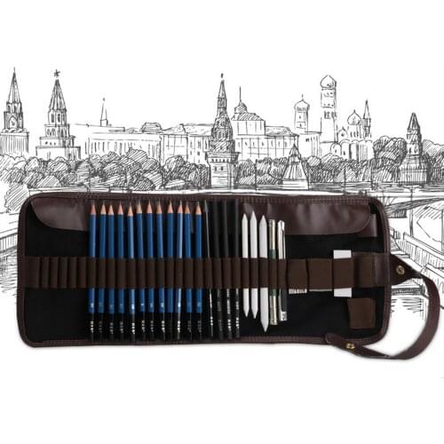 25PCS Drawing Painting Sketch Kit with Pencils Extender Erasers Sharpener Paper Stumps Bag for Artist Beginner Students
