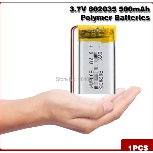 3.7V 500mAh 802035 polymer lithium ion / Li-ion battery For MP3 MP4 Toys DVR Mio mivue 536 mio 518 video recorder mirror dvr