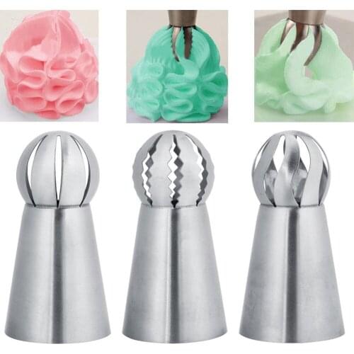 3PCs/Set Cake Icing Nozzles Russian Piping Tips Lace Mold Pastry Cake Decorating Tool Stainless Steel Kitchen Baking Pastry Tool