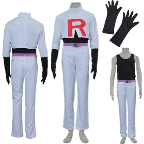 Anime Game Rockets Team Rocket Jamess Inkay Mens clothing kojiro Cosplay Costume Halloween