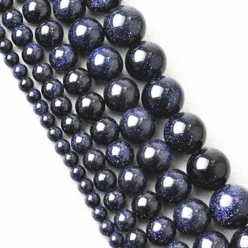4 6 8 10 12mm Natural Blue Sand Stone Spacer Loose Beads Jewelry Making Round DIY Wholesale For Necklace Bracelet