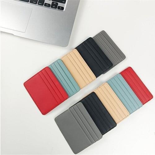 2021 Pu Leather ID Card Holder Solid Color Bank Credit Card Box Multi Slot Slim Card Case Wallet Women Men Business Card Cover