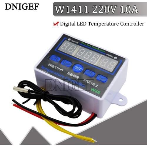 W1411 220V 10A Digital LED Temperature Controller Thermostat Control Switch Sensor For Greenhouses Aquatic Animal Husbandry