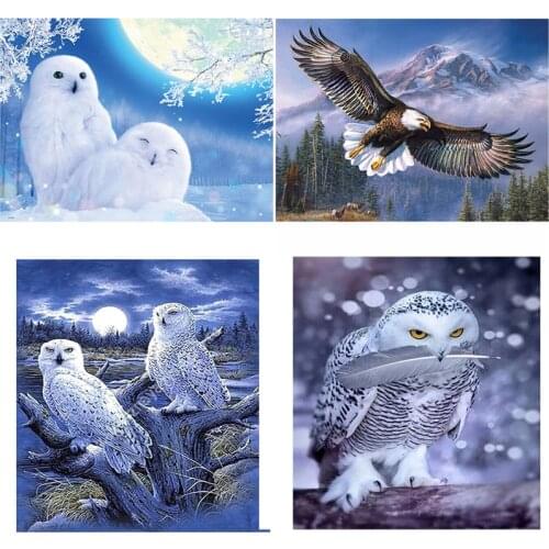 DIY Eagle 5D Diamond Painting Full Round Drill Owl Diamond Embroidery Animal Mosaic Rhinestones Cross Stitch Art Wall Home Decor