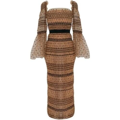 Retro Net Yarn Pastel Elegant Vestido Festa Boho Sexy Vacation Robe Trendy Slim Waist Hepburn Style Korean Summer Dress Women