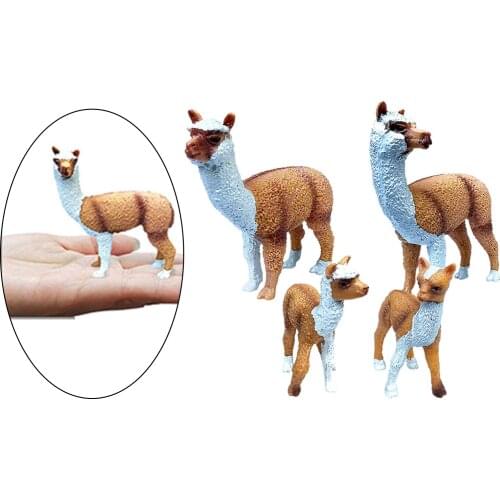 4Pcs PVC Alpaca Figure Farm Forest Animal Toy Collections Tabletop Decors