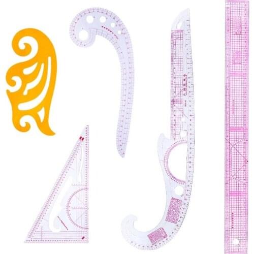 KAOBUY 5PCS Sewing Ruler Curve Ruler Clothing Sample Garment Cut Cutting Pattern Making Metric Yardstick Drawing Tailor Tools