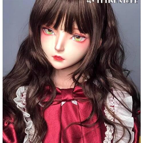 KM108)Customize Half Head Sweet Girl Resin Crossdress Japanese Cartoon Anime Female Cosplay Kigurumi Doll Mask Drag Queen