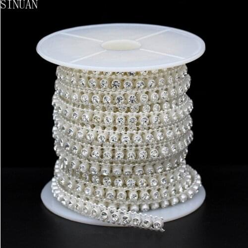 Tape Rhinestone Chain Sew-On Rhinestones Glass Pearl White Rhinestone Decorations Sewing Accessories Decorations For Clothes