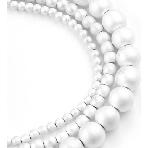 Natural Stone Dull Matte Silver Plated Hematite Beads Round Loose Mineral Beads Jewelry Making Diy Bracelet 2/3/4/6/8mm