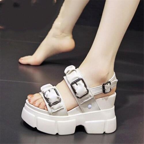 Fashion High Platform Sneakers Buckle Punk Chunky Sandals Cool Womens Beach Sandals Open Toe Casual Summer Sports Shoes
