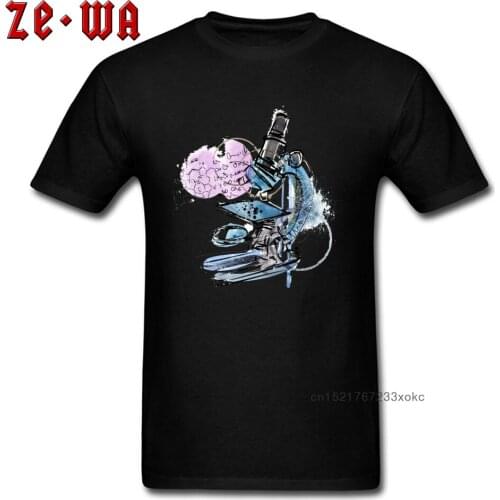 Geek T-shirt Men Graffiti Microscope T Shirts Printing Summer Autumn Tops 100% Cotton Tees Black Europe Tshirt Student Clothes
