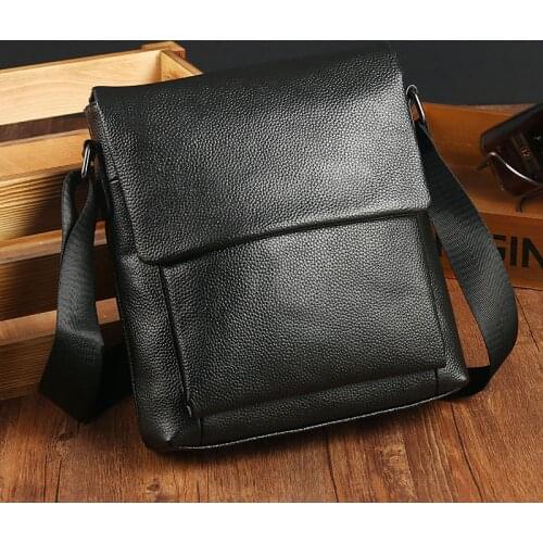 New Genuine Leather Messenger Bags Men Fashion Simple Crossbody Shoulder Bag For Man Pure Color Casual Men Shoulder Bag 2color