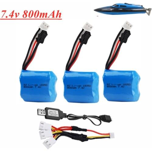 Upgrade 7.4v 800mAh 18350 battery for H100 H102 H106 7.4v Li-ion Battery Charger set for JJRC S1 S2 S3 S4 S5 High Speed RC boat