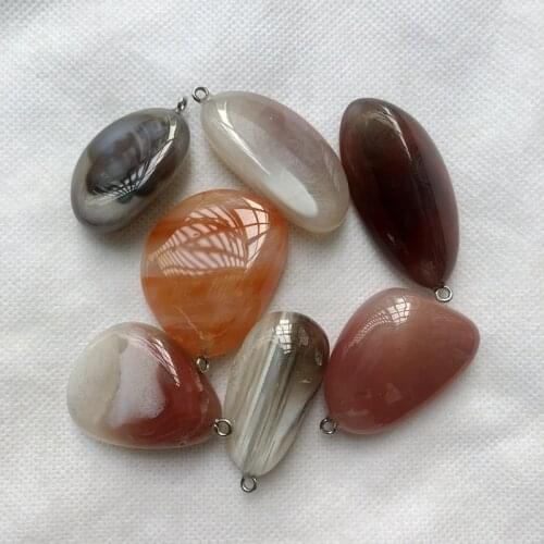Wholesale 2pcs/pack Polished Botswana Agates Bead Pendant,Natural Loose Gem Stone Pendant Jewelry Necklace 30-40mm