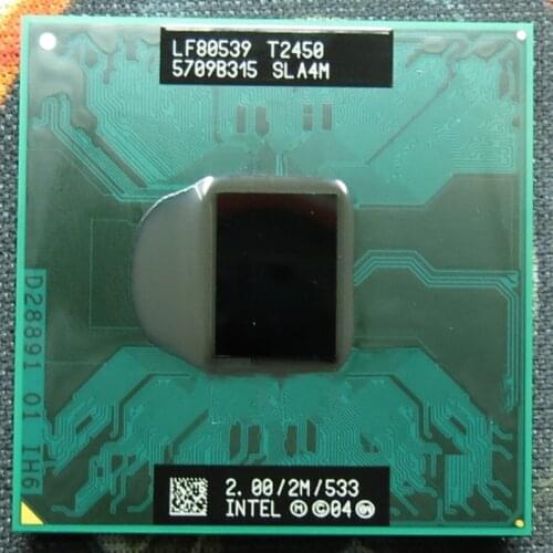 Original Core Duo T2450 cpu 2M Cache2/2.0GHz/533/Dual-Core Laptop processor Socket M / mPGA478MT support PM945 943