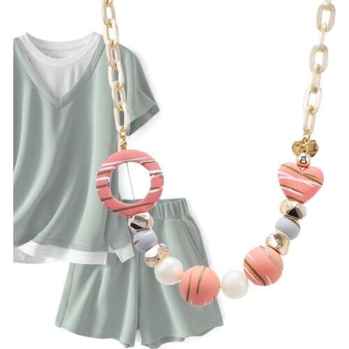 Match-Right Candy Color Statement Necklace & Pendant for Women Refined Stylish Mujer Gift Trendy Jewelry Acrylic Beads Necklace