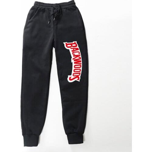 Pantalon Mens Pants Cotton Fall Winter Gray Casual Funny Back Wood Printed Mens Jogging Pants Plus Size Black Pants