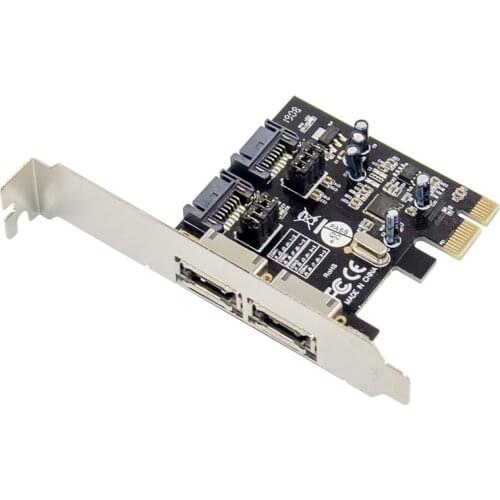 PCI-Express x1 to 2-Port eSATA and 2-Port SATA 3.0 6Gb/s PCIe Expansion Card ASM1061 Chipset