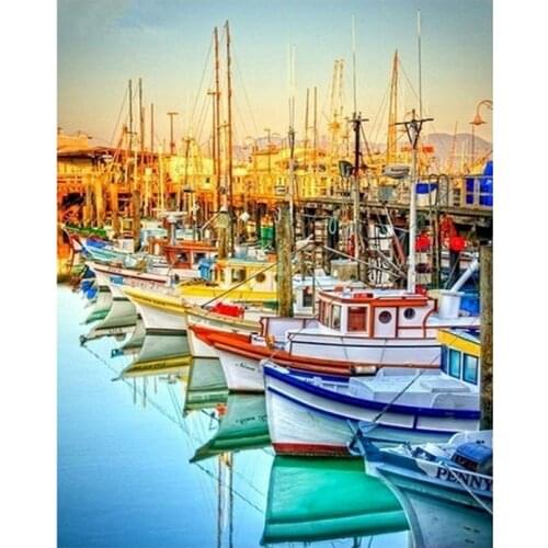 PhotoCustom Oil Paint By Numbers DIY Night Scenery Painting By Numbers On Canvas 60x75cm Frame Seascape Hand Painting Home Decor