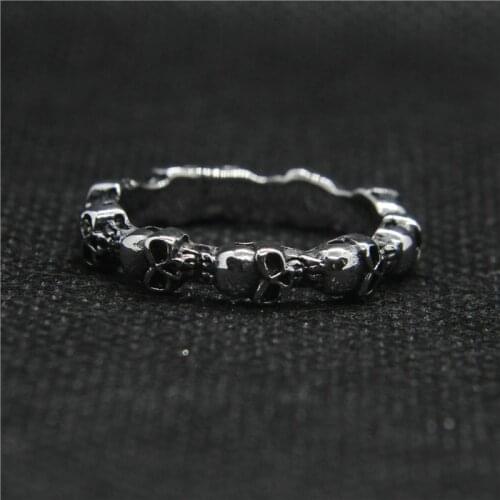 Drop Ship Cool Size 7-12 Band Mini Skull Ring 316L Stainless Steel Mens Ladies Mini Small Band Skull Ring