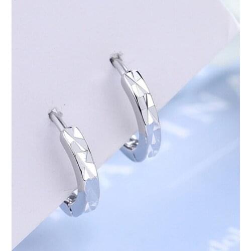 KOFSAC High Quality Women Earrings 925 Sterling Silver Jewelry Trendy Simple Geometric Hoop Earring Lady Engagement Accessories