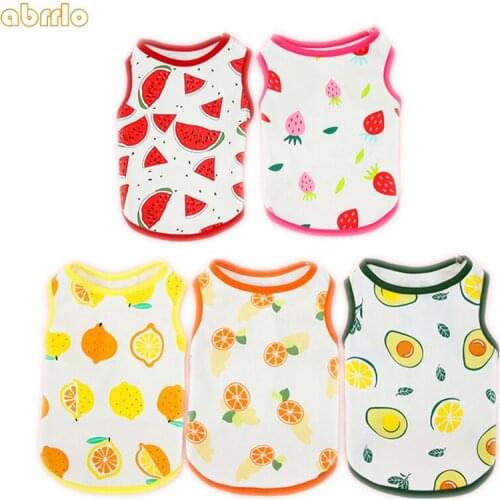 Puppy Dog Shirt Vest For Small Dogs Cat Cute Cotton Thin 5 Colors Fruit Spring Summer Pet Clothes Tshirt Soft Yorkies Apparel