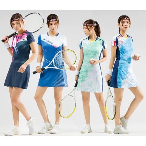 Sexy Girls Tennis Dress Built-in safety Shorts High Stretch Womens Badminton Dress Women Slim Golf Dance Party Sport Long Skirt