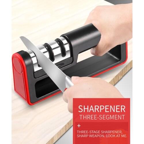Knife Sharpener 3 Stages Diamond Shears And Scissors Sharpening Stone Coated Fine Rod Knife System Sharpener Tool Home kitchen