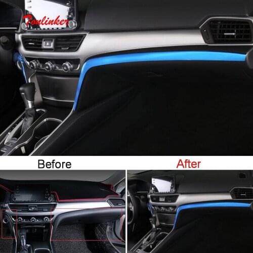 Tonlinker Interior Ignition Center Console Cover sticker for HONDA ACCORD 2018-19 Car Styling 2PCS Stainless steel Cover sticker