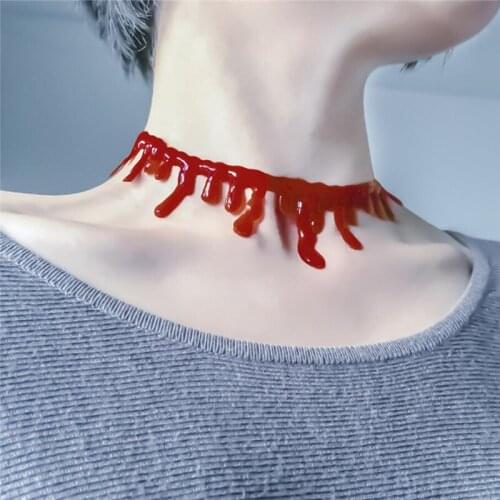 Halloween Decoration Horror Blood Drip Necklace Fake Blood Vampire Fancy Costume Red Necklaces Party Accessories
