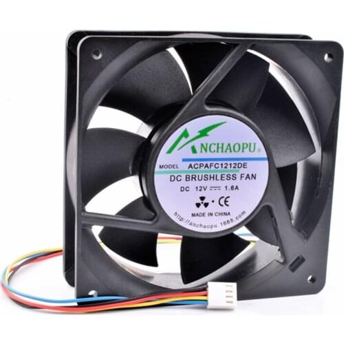 Brand new original ANCHAOPU AFC1212DE 12cm 12038 120x120x38mm DC12V 1.60A 4 lines 4pin server chassis high speed cooling fan