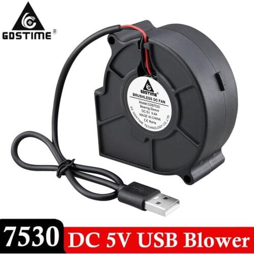 2 pieces LOT DC 5V USB 75mm 75x30mm 7530 7cm 70mm Air Flow Cooling Blower Fan