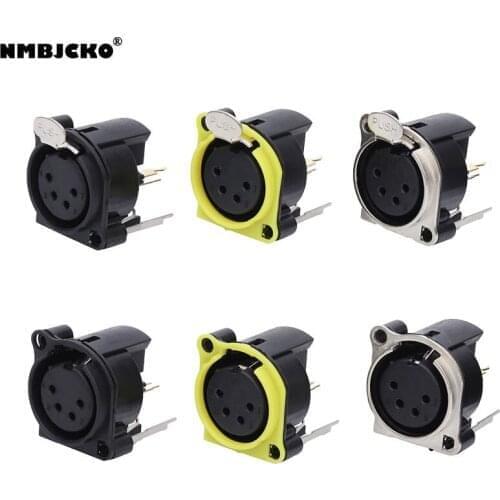 High quality A201202 NC4FBV 100pcs/lot XLR 4-Pin Female Metal Panel Mount Chassis Microphone Mic Jack Audio socket