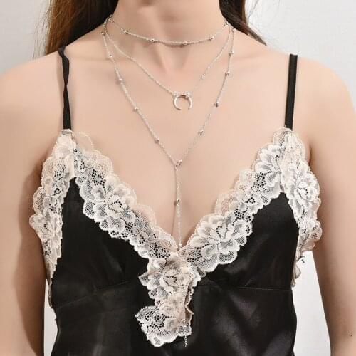 Fashion Bohemian Style Necklaces for Women Geometry Horn Multi Layer Chain Tassel Long Sweater Chains Pendant Necklace Jewelry