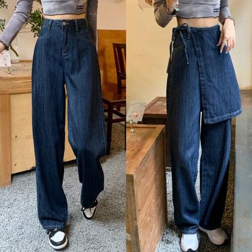 High Waist WomenS Trousers Denim Loose Streetwear Jean Vintage Full Girls Jeans Woman Pants Wide Leg Straight Femme Pantalon