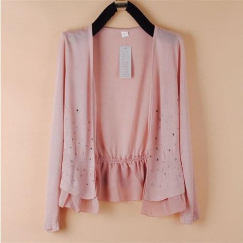 2020 Summer large size womens long-sleeved ultra-thin air conditioning short coat star womens knit cardigan 3XL 4XL 5XL