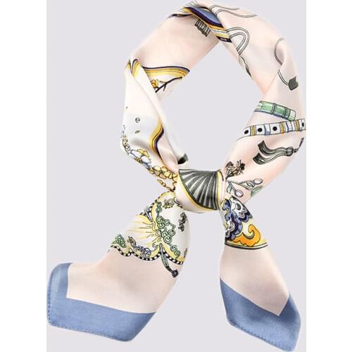 Women Silk Small Scarf Luxury Pattern Square Foulard Bright Decorated Bandana NEW