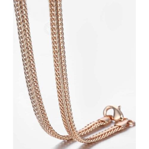 5mm Girls Womens Necklace Chain 585 Rose Gold Filled Braided Foxtail Link Necklace Fashion Jewelry Gift 50cm 60cm DCN01