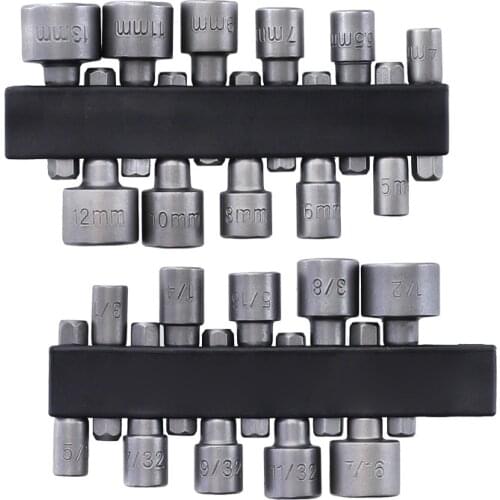 10/11PCS Power Nut Driver Hex Shank Drill Bit Adapter Socket Set Wrench Screw Screw Screwdriver 5/32-1/2IN 4-13MM
