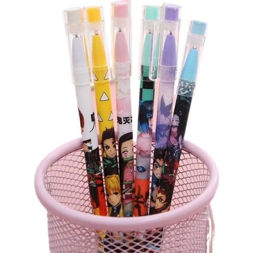 12 Pcs Anime Demon Slayer Kimetsu No Yaiba Kamado Tanjirou Cute Blue ink Neutral Erasable Pen Kawaii Gel Pen kids stationery