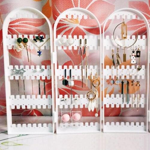 2/3/4 Fans Panels Folding Earrings Studs Rack Shelf Screen Display Stand Holder organizer for cosmetics