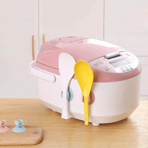 2pcs Rice Spoon Hook Wall Mouted Storage Pot Lid Holder Shelf Kitchen Decor Tool Rice Cooker Spoon Stand clips