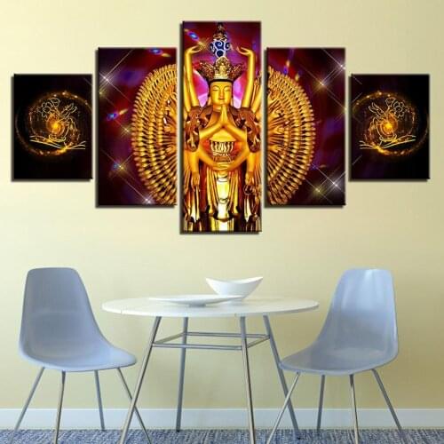 3D Diy Diamond Painting Hindu Thousand Hand Kwan Yin Religion 5 Panel Diamond Embroidery Mosaic Full puzzle Wall Art A167
