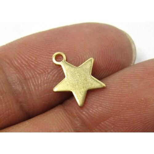 Brass star charms 11.5x10mm Raw brass five pointed star earrings findings -100pcs R097