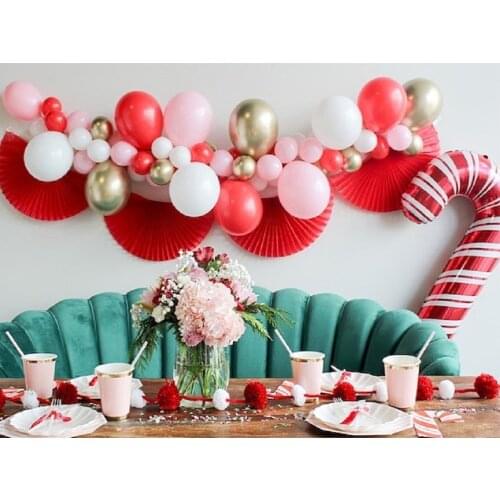 53Pcs Christmas Balloon Garland Arch Kit with Red White Candy Balloons Christmas Cane Globos for Christmas Party Decorations