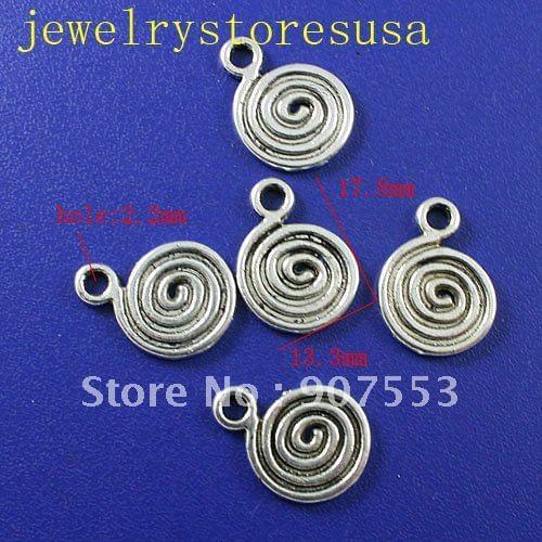 60pcs Tibetan silver spiral flat round charms H0150