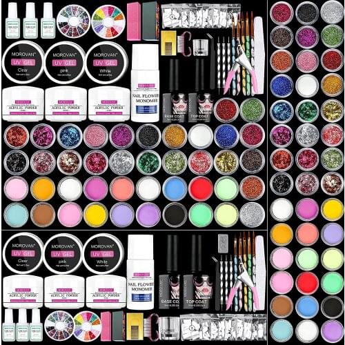 Acrylic Nail kit Acrylic Powder - Liquid Monomer Nail Brush Professional Nail Extension Glitter Polymer Nail Art Tools Kit