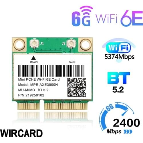 AXE3000H 5374Mbps Wifi 6E For AX210 Mini PCIE Wifi Card For BT5.2 802.11AX 2.4G/5G/6Ghz Wlan Network Card Adapter For Windows 10